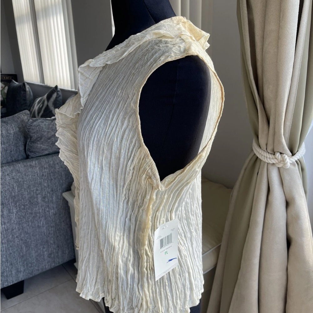 NWT J. H. Collectibles Cream Tye Dye Blouse With Gold Pinstripe PL  $44.00 MSRP - Picture 4 of 7